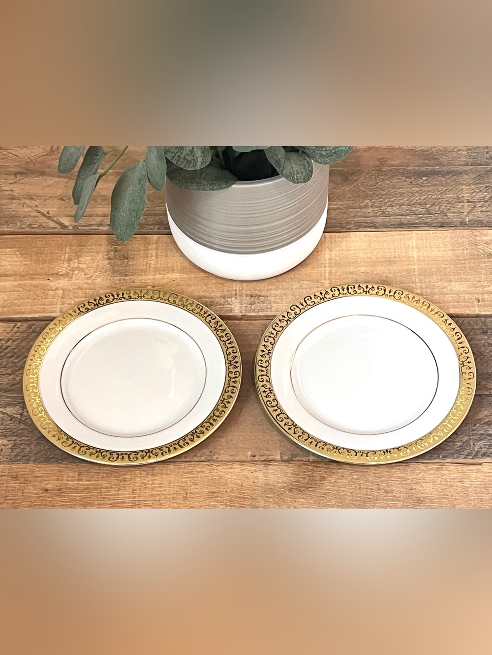 Vintage Royal Gallery Gold Buffet Plates Federated Macy’s 1991 - Set of 2